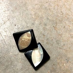 Lucite with mother of pearl insertion pieces moderne earrings Need slight repair